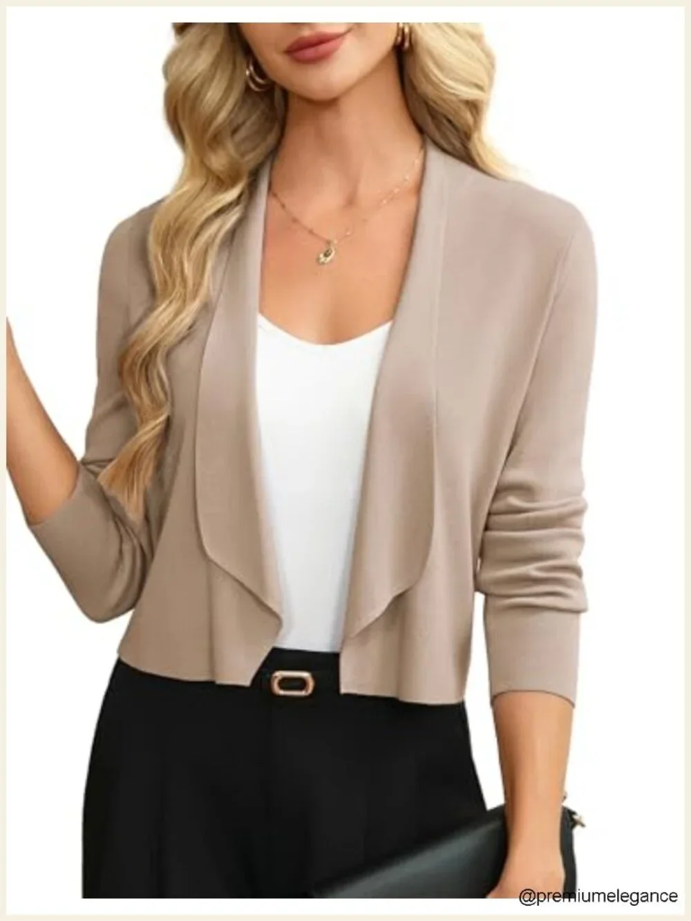 Cropped Knit Blazer Shawl Collar Open Front Cardigan Lightweight Bolero Shrug